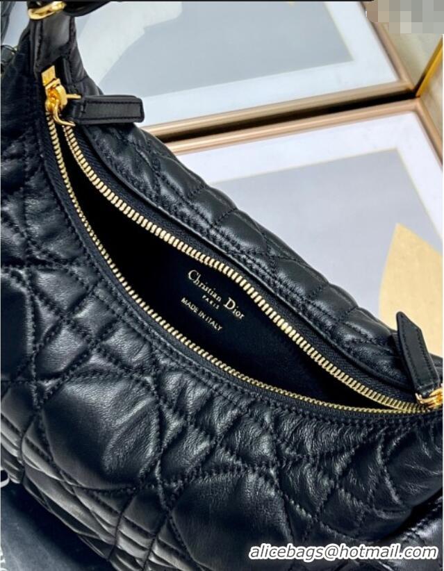 New Design Dior D-Dream Medium Bag in Macrocannage Lambskin D9087 Black 2025