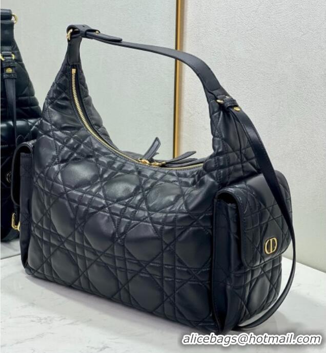 Traditional Specials Dior D-Dream Large Bag in Macrocannage Lambskin D9088 Black 2025