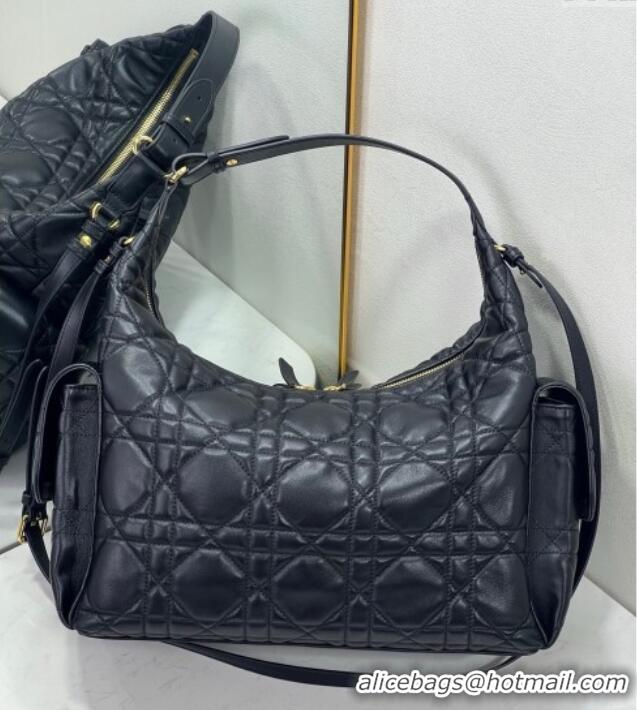 Traditional Specials Dior D-Dream Large Bag in Macrocannage Lambskin D9088 Black 2025