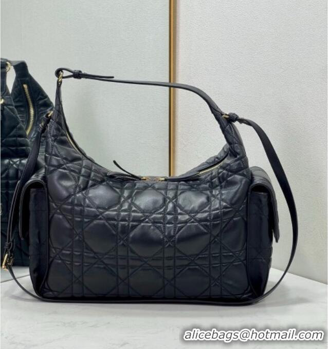 Traditional Specials Dior D-Dream Large Bag in Macrocannage Lambskin D9088 Black 2025