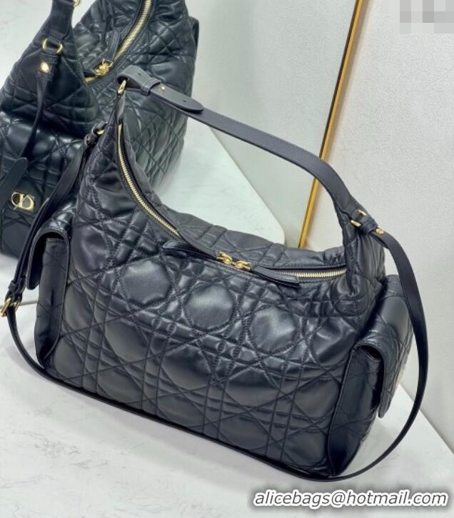 Traditional Specials Dior D-Dream Large Bag in Macrocannage Lambskin D9088 Black 2025
