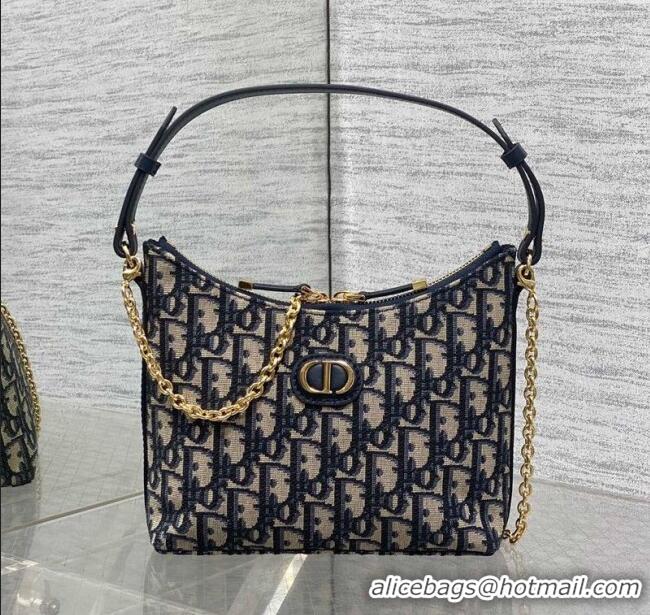 Low Price Dior Miss Caro Diorling Mini Bag with Chain in Blue and Beige Oblique Jacquard D9101 2025