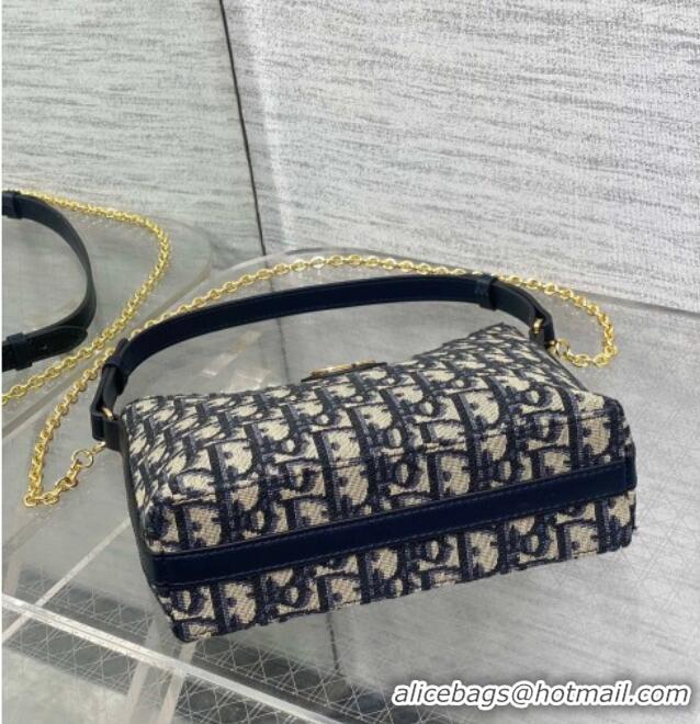 Low Price Dior Miss Caro Diorling Mini Bag with Chain in Blue and Beige Oblique Jacquard D9101 2025