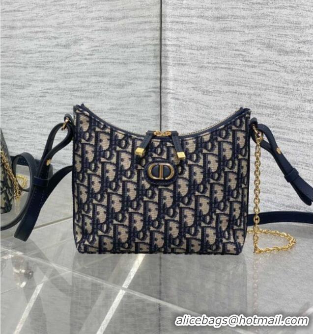 Low Price Dior Miss Caro Diorling Mini Bag with Chain in Blue and Beige Oblique Jacquard D9101 2025