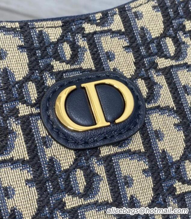 Low Price Dior Miss Caro Diorling Mini Bag with Chain in Blue and Beige Oblique Jacquard D9101 2025