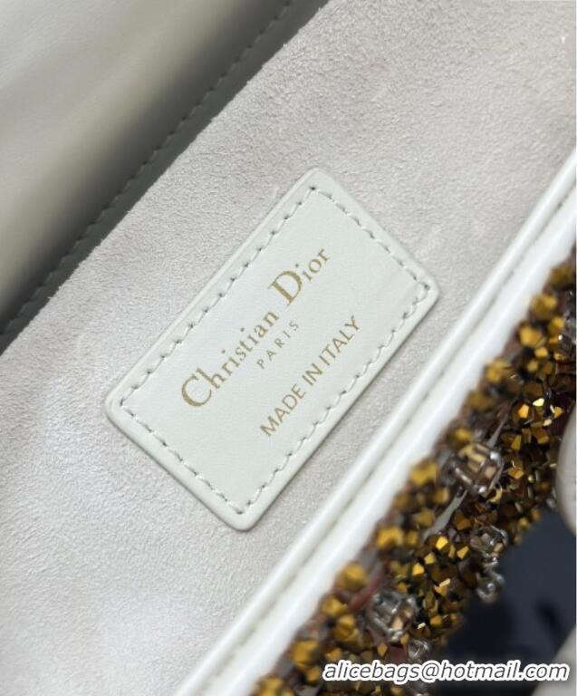 Good Looking Dior Lady D-Joy Medium Bag with Gold-Tone Sequins 0929 White 2025
