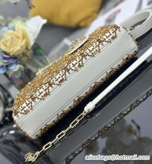 Good Looking Dior Lady D-Joy Medium Bag with Gold-Tone Sequins 0929 White 2025