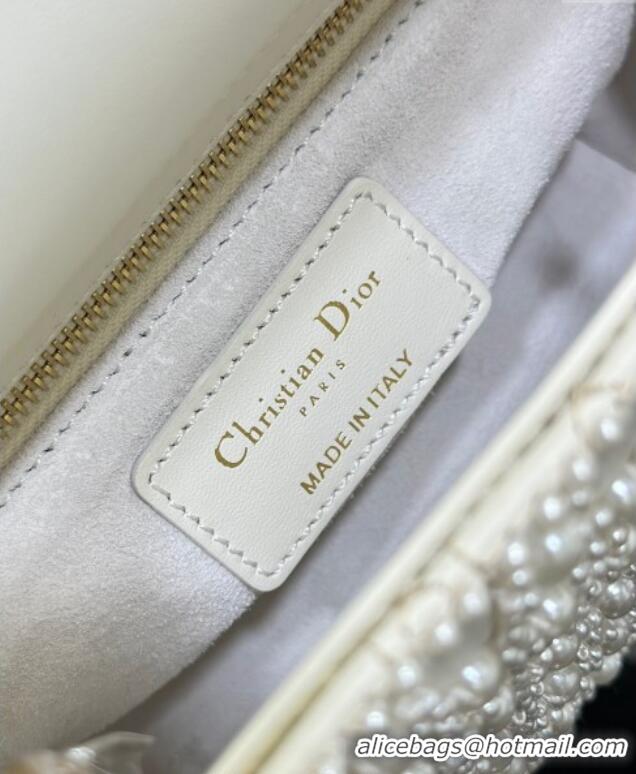 Famous Brand Dior Mini Lady Bag in Embroidered with Pearls 0929 White 2025
