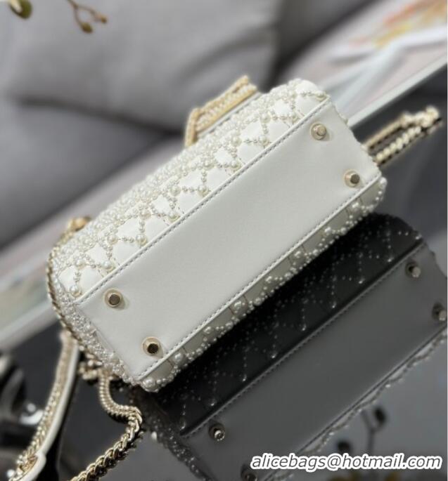 Famous Brand Dior Mini Lady Bag in Embroidered with Pearls 0929 White 2025