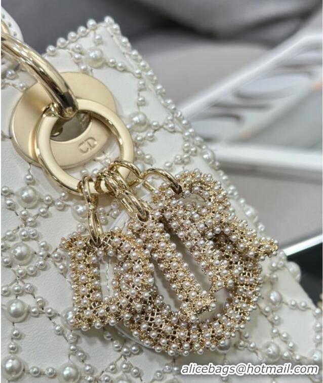 Famous Brand Dior Mini Lady Bag in Embroidered with Pearls 0929 White 2025