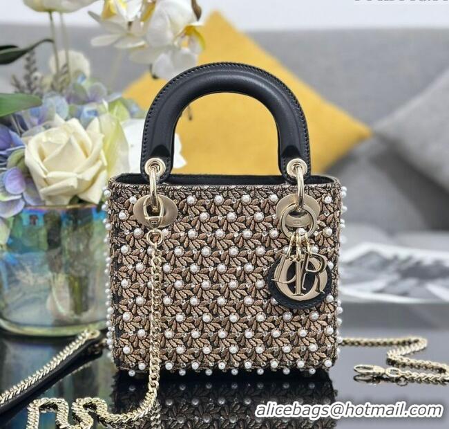 Promotional Dior Mini Lady Bag in Embroidered 0929 Black 2025