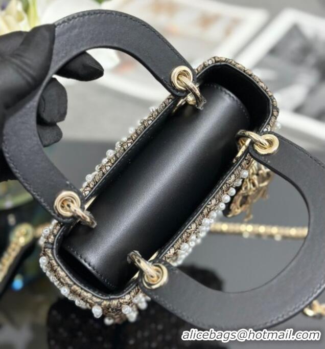 Promotional Dior Mini Lady Bag in Embroidered 0929 Black 2025