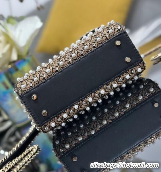 Promotional Dior Mini Lady Bag in Embroidered 0929 Black 2025