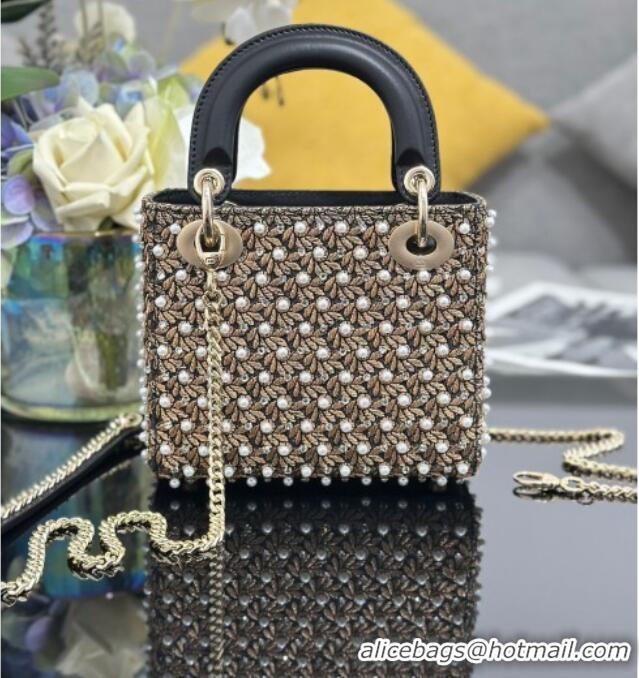 Promotional Dior Mini Lady Bag in Embroidered 0929 Black 2025
