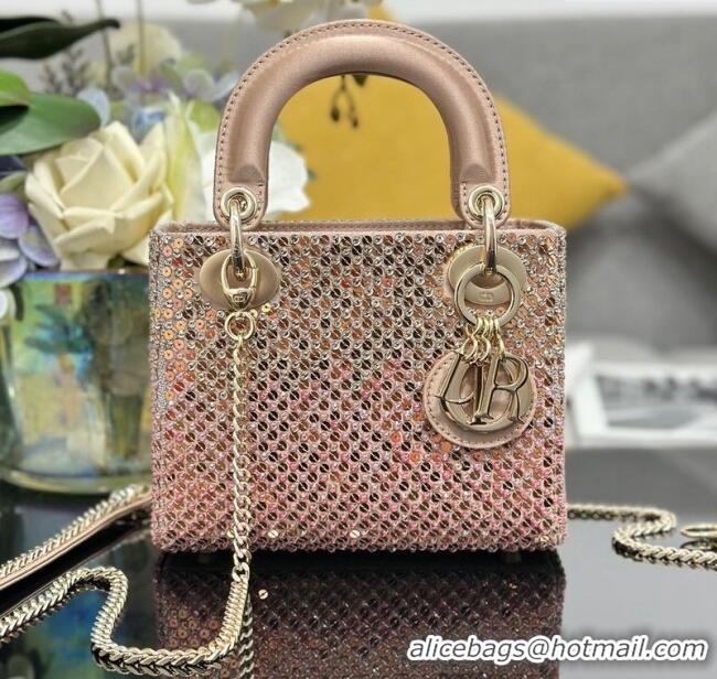Good Taste Dior Mini Lady Bag in Embroidered with Sequins 0929 Pink 2025