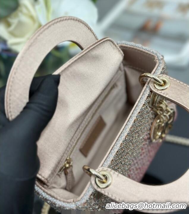 Good Taste Dior Mini Lady Bag in Embroidered with Sequins 0929 Pink 2025