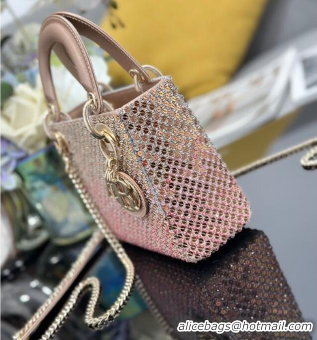 Good Taste Dior Mini Lady Bag in Embroidered with Sequins 0929 Pink 2025