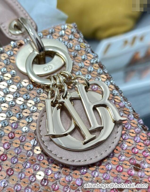 Good Taste Dior Mini Lady Bag in Embroidered with Sequins 0929 Pink 2025