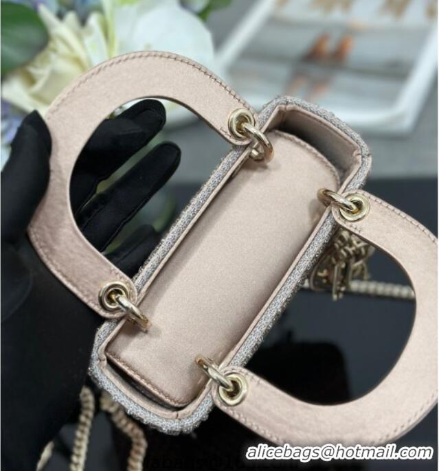 Good Taste Dior Mini Lady Bag in Embroidered with Sequins 0929 Pink 2025