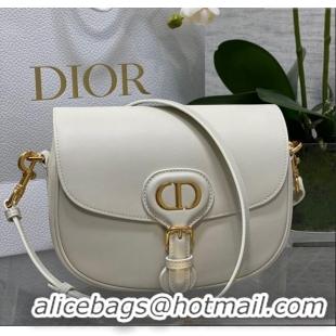 Famous Brand Dior Medium Bobby Bag in Box Calfskin Leather 0929 White 2025