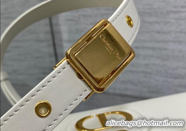Famous Brand Dior Medium Bobby Bag in Box Calfskin Leather 0929 White 2025