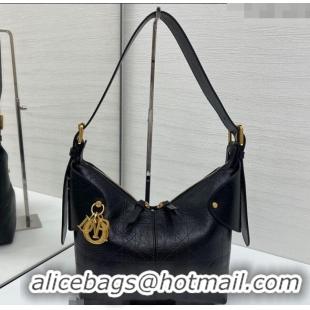 Top Design Dior Small Voyage Bag in Flat Macrocannage Crinkled Calfskin Leather 2845 Black 2025