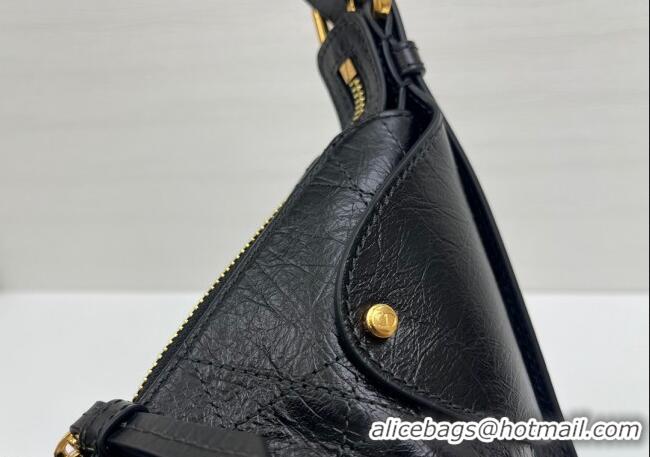 Top Design Dior Small Voyage Bag in Flat Macrocannage Crinkled Calfskin Leather 2845 Black 2025