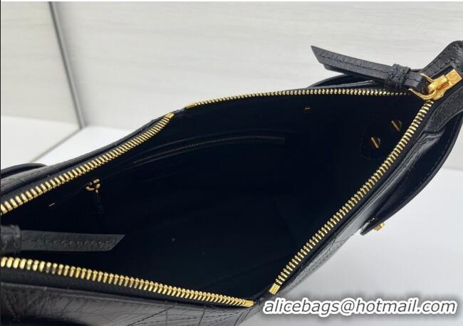 Top Design Dior Small Voyage Bag in Flat Macrocannage Crinkled Calfskin Leather 2845 Black 2025