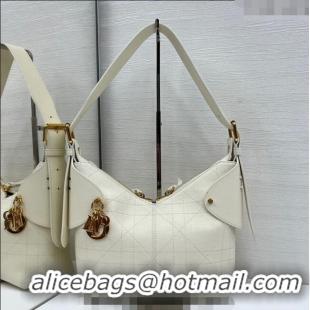 Top Quality Dior Small Voyage Bag in Flat Macrocannage Grained Calfskin Leather 2845 White 2025