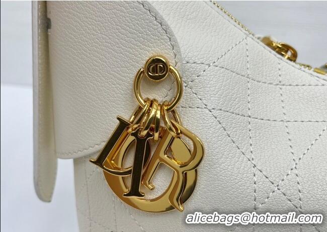 Top Quality Dior Small Voyage Bag in Flat Macrocannage Grained Calfskin Leather 2845 White 2025