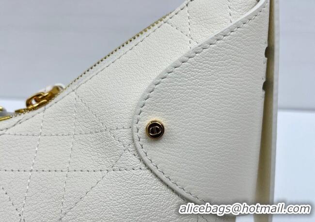 Top Quality Dior Small Voyage Bag in Flat Macrocannage Grained Calfskin Leather 2845 White 2025