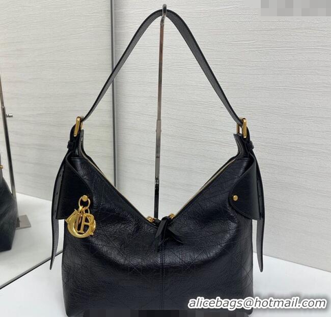 Super Quality Dior Medium Voyage Bag in Flat Macrocannage Crinkled Calfskin Leather 2846 Black 2025
