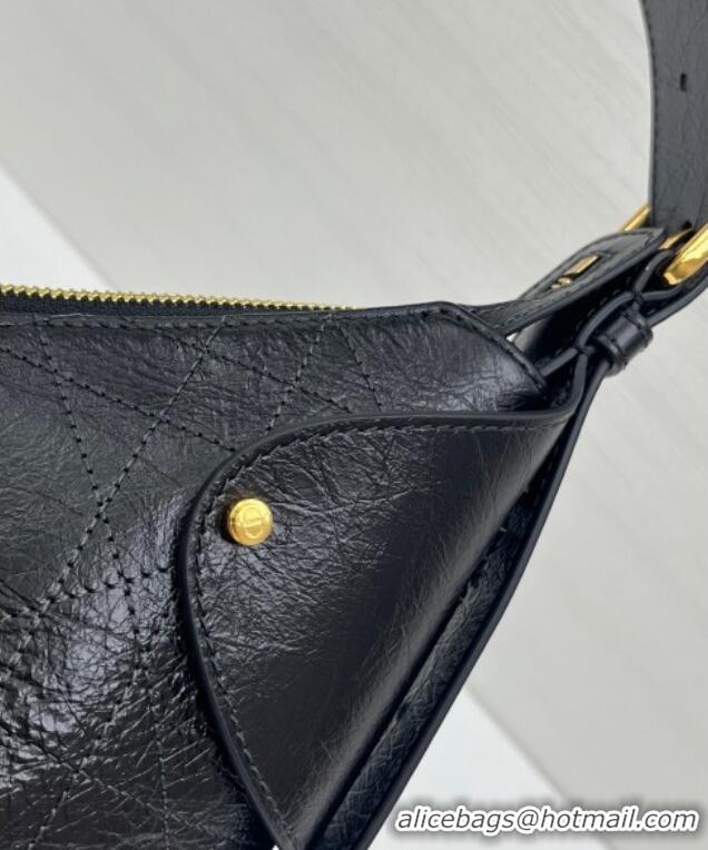 Super Quality Dior Medium Voyage Bag in Flat Macrocannage Crinkled Calfskin Leather 2846 Black 2025