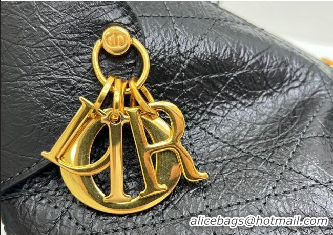 Super Quality Dior Medium Voyage Bag in Flat Macrocannage Crinkled Calfskin Leather 2846 Black 2025