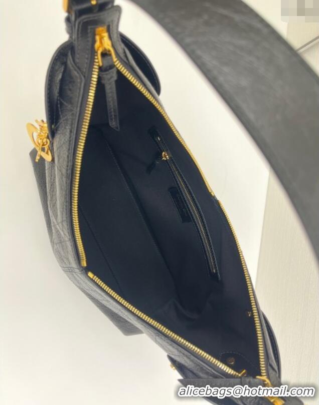 Super Quality Dior Medium Voyage Bag in Flat Macrocannage Crinkled Calfskin Leather 2846 Black 2025