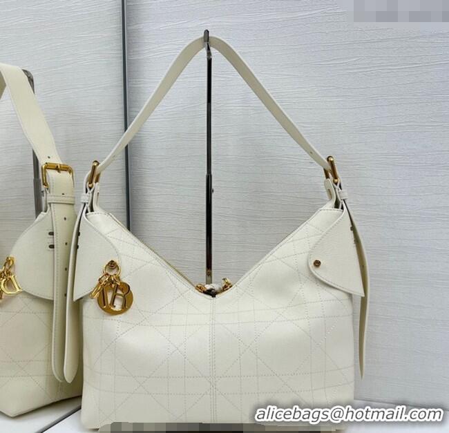 Best Product Dior Medium Voyage Bag in Flat Macrocannage Grained Calfskin Leather 2846 White 2025