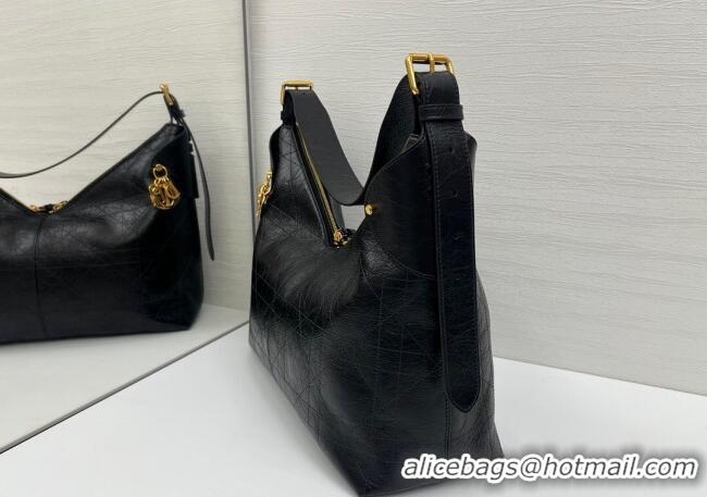 Best Price Dior Large Voyage Bag in Flat Macrocannage Crinkled Calfskin Leather 2847 Black 2025