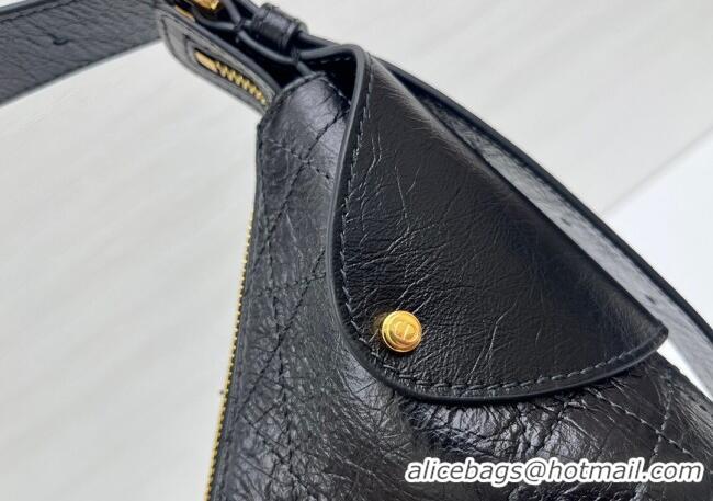 Best Price Dior Large Voyage Bag in Flat Macrocannage Crinkled Calfskin Leather 2847 Black 2025