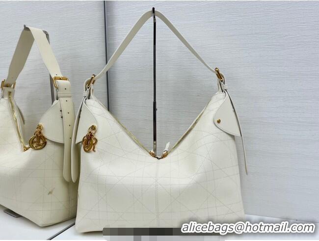 Luxury Cheap Dior Large Voyage Bag in Flat Macrocannage Grained Calfskin Leather 2847 White 2025