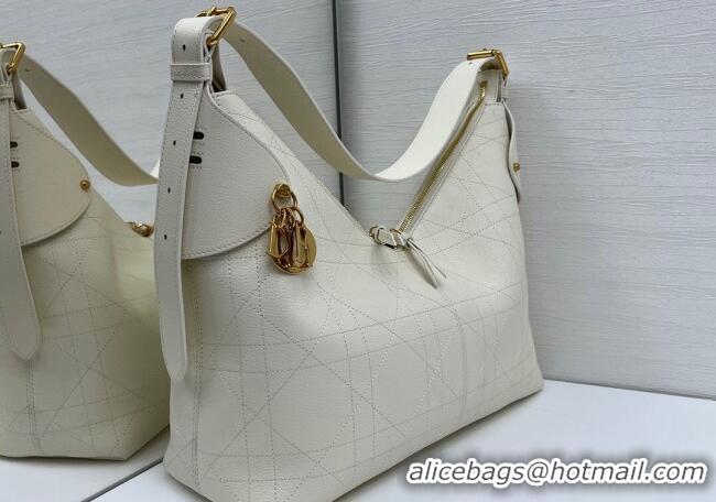 Luxury Cheap Dior Large Voyage Bag in Flat Macrocannage Grained Calfskin Leather 2847 White 2025