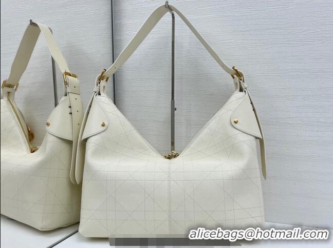 Luxury Cheap Dior Large Voyage Bag in Flat Macrocannage Grained Calfskin Leather 2847 White 2025