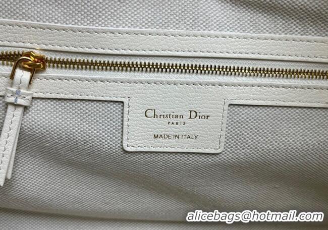 Luxury Cheap Dior Large Voyage Bag in Flat Macrocannage Grained Calfskin Leather 2847 White 2025