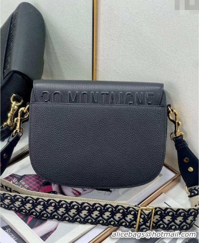 Best Price Dior Large Dior Bobby Bag Grained Calfskin with Blue Oblique Embroidered Shoulder Strap 9132 Black 2025