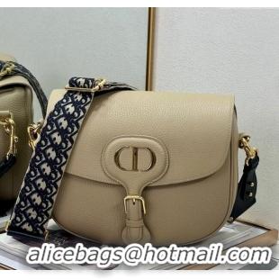 Top Design Dior Large Dior Bobby Bag Grained Calfskin with Blue Oblique Embroidered Shoulder Strap 9132 Beige 2025