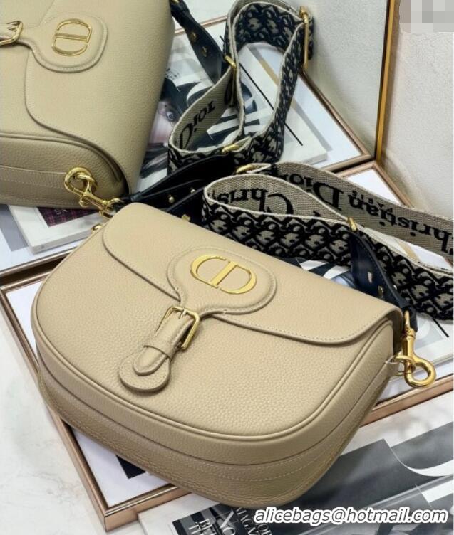Top Design Dior Large Dior Bobby Bag Grained Calfskin with Blue Oblique Embroidered Shoulder Strap 9132 Beige 2025