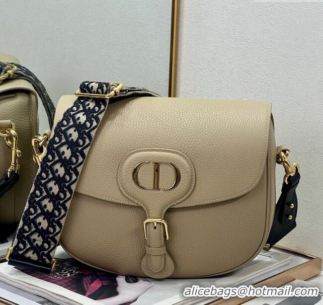 Top Design Dior Large Dior Bobby Bag Grained Calfskin with Blue Oblique Embroidered Shoulder Strap 9132 Beige 2025