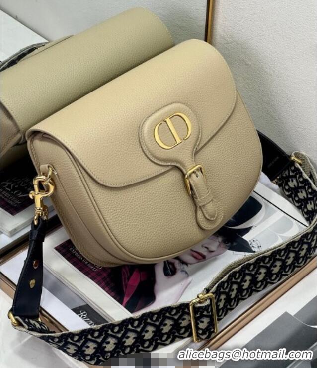 Top Design Dior Large Dior Bobby Bag Grained Calfskin with Blue Oblique Embroidered Shoulder Strap 9132 Beige 2025
