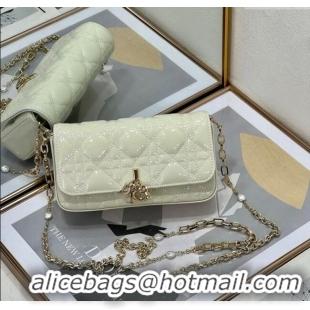 Well Crafted Dior My Dior - Dior Talk Phone Pouch in Patent Cannage Calfskin 9134 White 2025