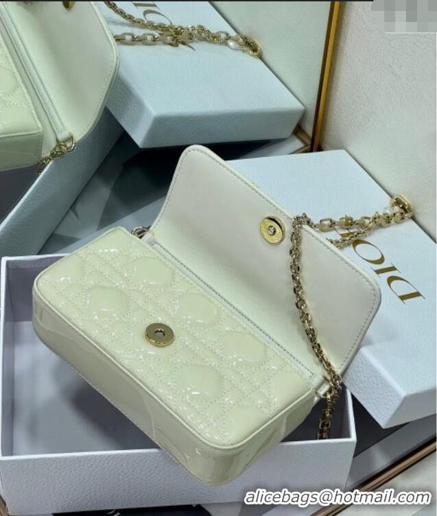 Well Crafted Dior My Dior - Dior Talk Phone Pouch in Patent Cannage Calfskin 9134 White 2025