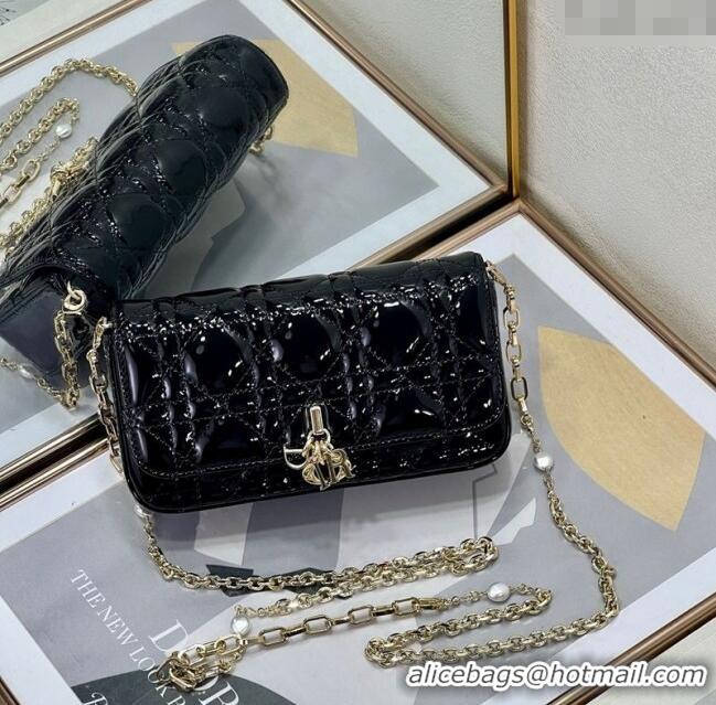 Grade Discount Dior My Dior - Dior Talk Phone Pouch in Patent Cannage Calfskin 9134 Black 2025